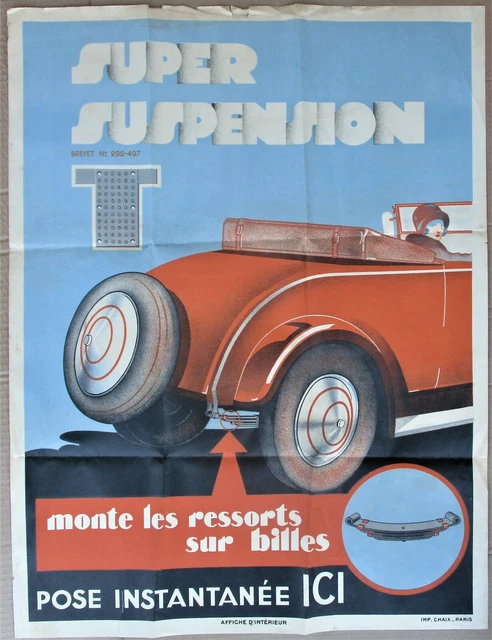 Poster 50x70cm - Affiche Vintage Pub Peugeot Suspension Auto - NEUF