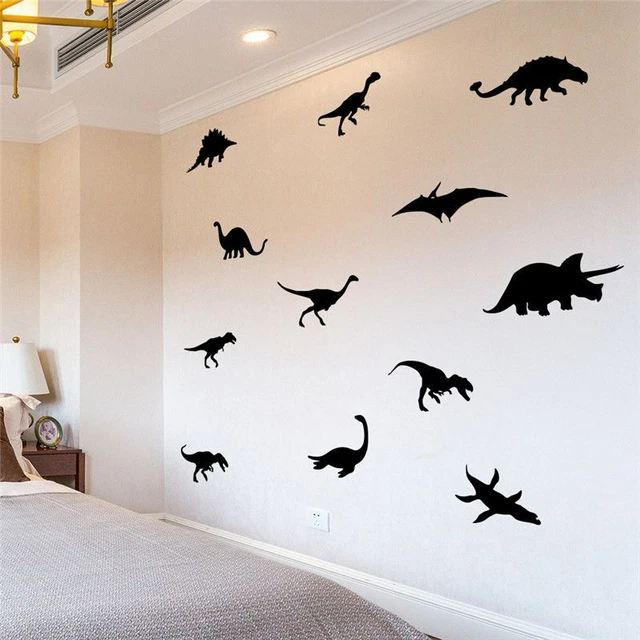 Dinosaur Wall Stickers 12 Assorted Vinyl Art Kids Bedroom Decals Removable