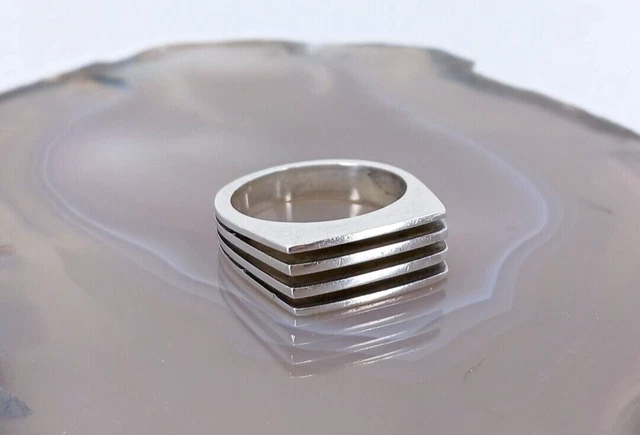Taxco Mexico Men's Sterling Silver Mid Century Modern Minimalist RING Size 9