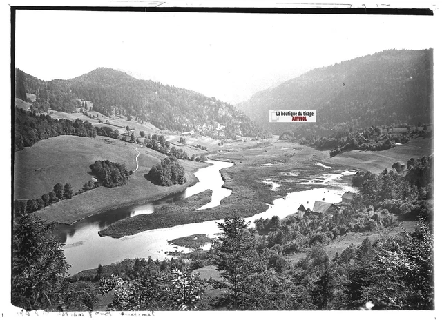 Biafond Doubs Lake 13x18cm Positive Antique Photo Glass Plate Black & White