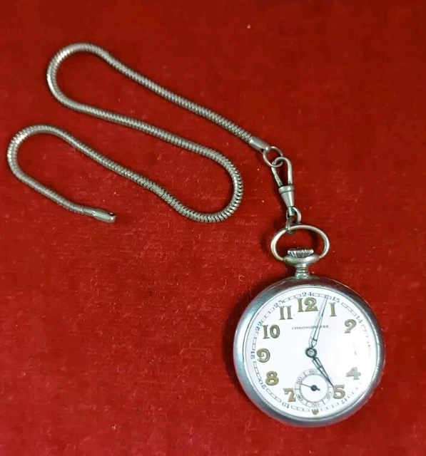 Montre De Gousset Chronomètre Avec Chaîne - Occasion Très Bon état, Calibre VA37, Unisexe