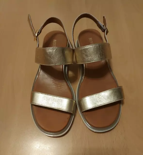 Damen Sandalen Keilsandalette Sommerschuhe Schuhe Leder Gr.38 Gold Wie Neu!