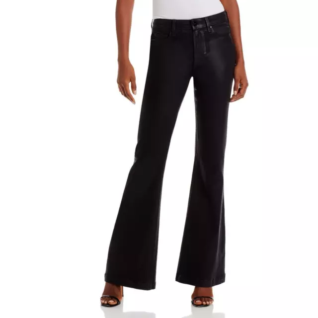 Paige Womens Genevieve Mid-Rise Coated Denim Flare Jeans BHFO 6654