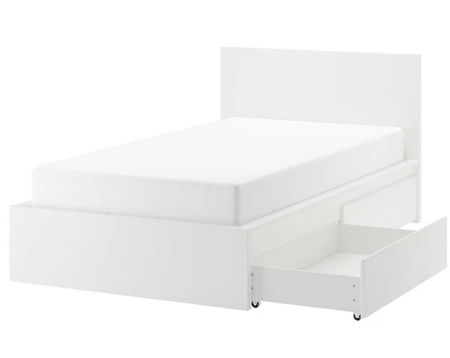 IKEA MALM SINGLE bed with slatted bed base, Simba mattress and storage