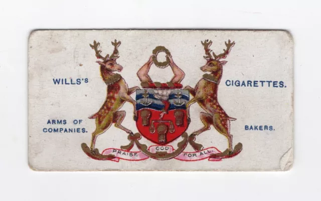 Wills cigarettes card 1913. Arms of Companies. Bakers