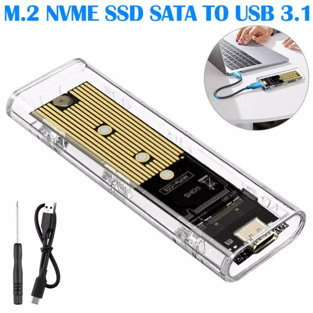 M.2 NVMe SSD to USB 3.2 Type-C Enclosure Case Converter Adapter M&B+M Key