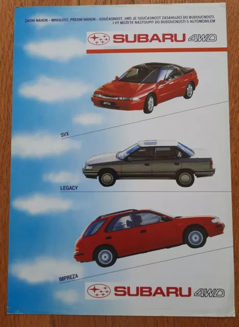 SUBARU 4WD car brochure. Czech text sales catalogue. SVX / Legacy / Impreza