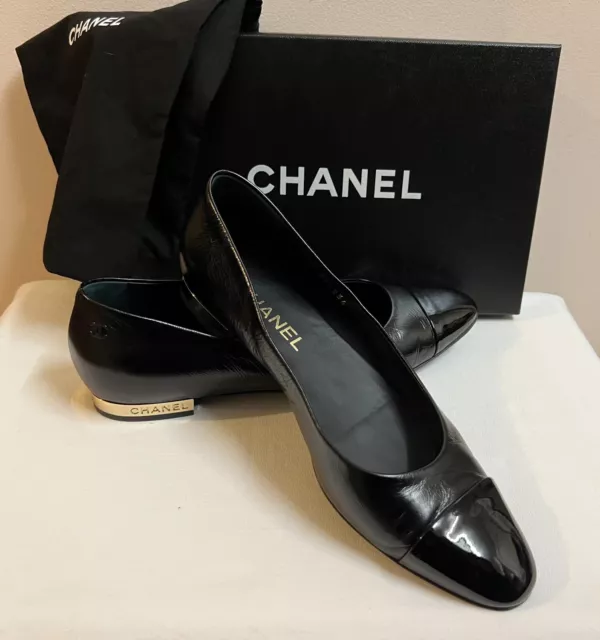 $68.Off Use Code*Limited Time Only"Chanel" CC Logo Leather Flats/ 39 EU❤️GENUINE