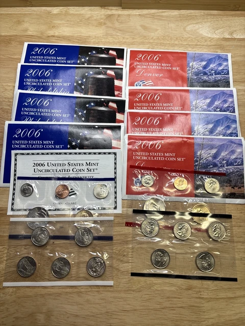 4x 2006 P&D Mint Set Brilliant Uncirculated US Envelopes & COAs (20 Coin Set)
