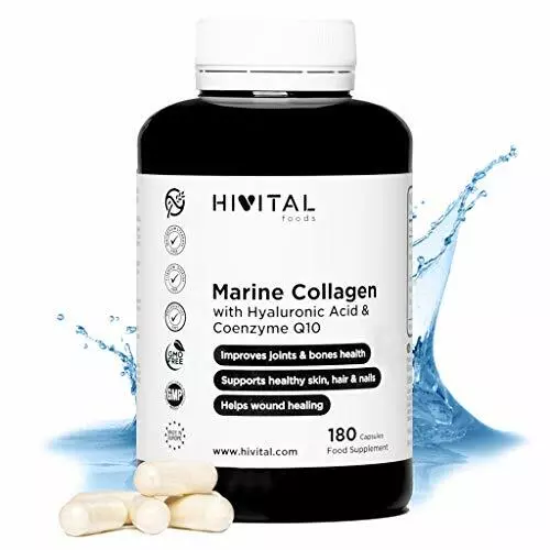 Collagène Marin et Acide Hyaluronique, Coenzyme Q10, Vitamine C  180 gélules .