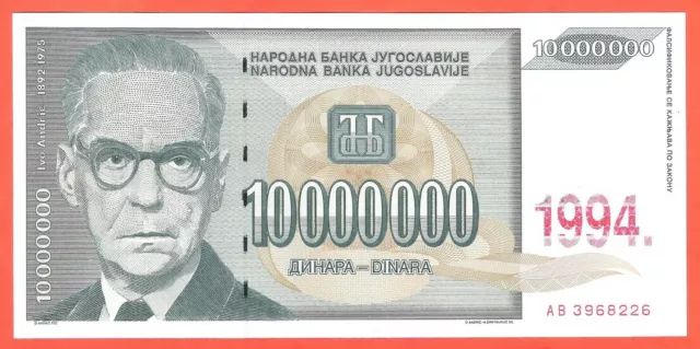 Yugoslavia, 10 000 000 dinars from 1994. P-144 - UNC