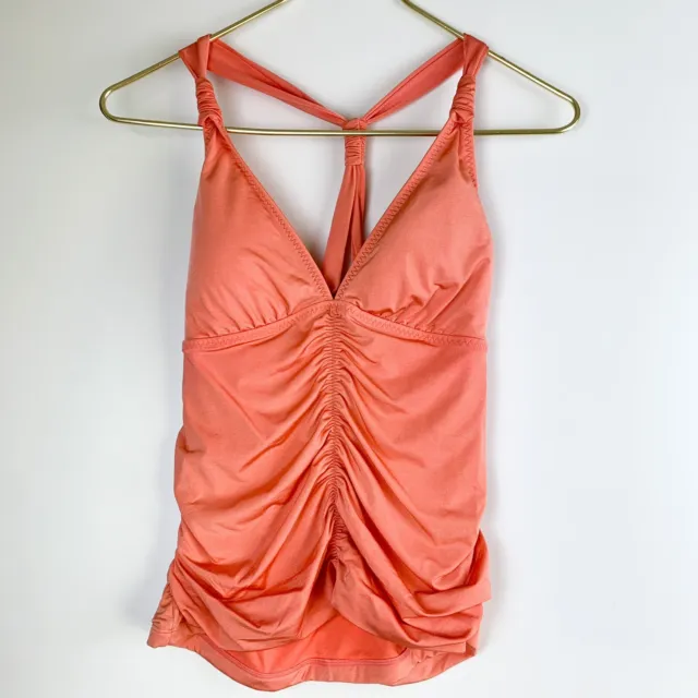 Athleta Size M Swimwear Style#984289 Aqualuxe Tankini Top Back Tie Orange
