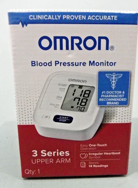 Monitor de presión arterial en la parte superior del brazo Omron 3 Serie 3 BP7100 - Nuevo un toque