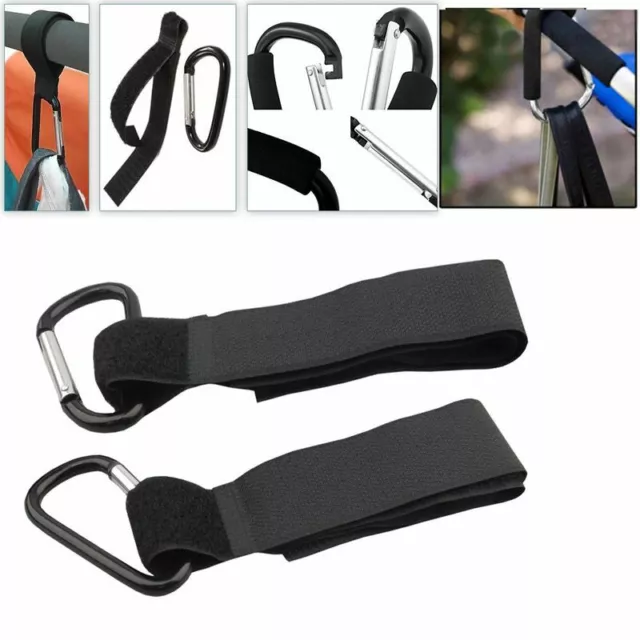 2x Schwarz Karabiner Clips Haken Für Akarana Baby Kind Kinderwagen Hang Windeln 2