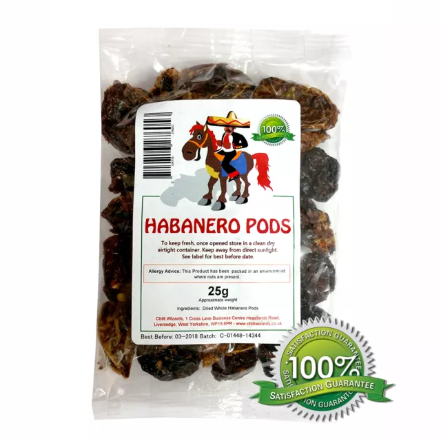 Dried Chilli -  Whole Dried Habanero Pods 10g to 1kg. Highest Quality