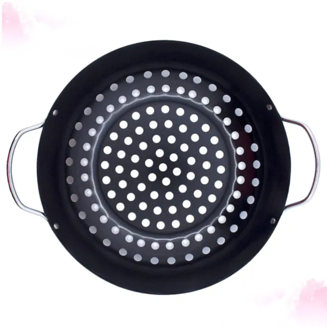 Barbeque Grill Basket Nonstick Frying Pan Pizza Pan Holes Nonstick Barbecue Pan