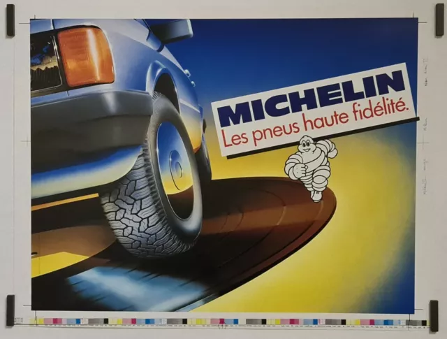 Ancienne Affiche Plastique Pression Pneu Véhicules Utilitaires Michelin 1974