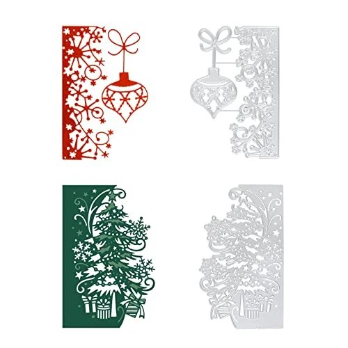 FLOFIA 2x Stanzschablone Rahmen Weihnachten Metall Stanzformen Stanzbögen Wei...
