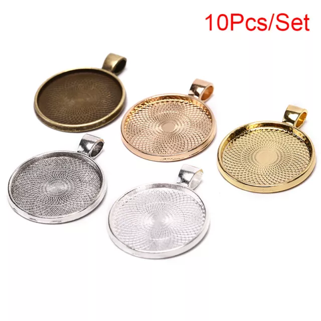 10pcs Alloy Pendant Blank Setting Tray Glass Cabochons DIY Craft Jewelry Ma-wf