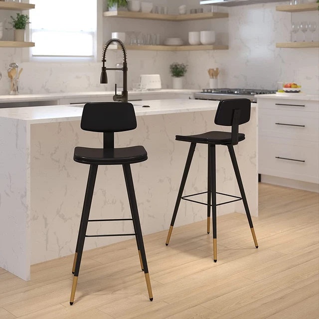 Flash Furniture Kora Commercial Grade Low Back Barstools-Black LeatherSoft