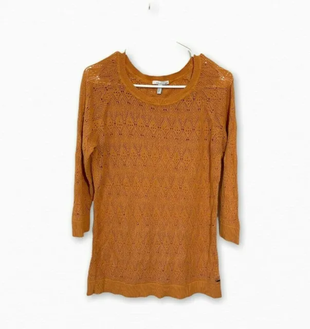 O'Neill Burnt Orange knit top 3/4 Sleeve Size L