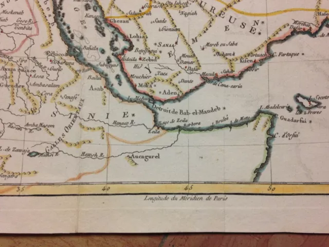 ARABIA EGYPT 1780 by RIGOBERT BONNE ANTIQUE MAP IN COLORS 18TH CENTURY 2
