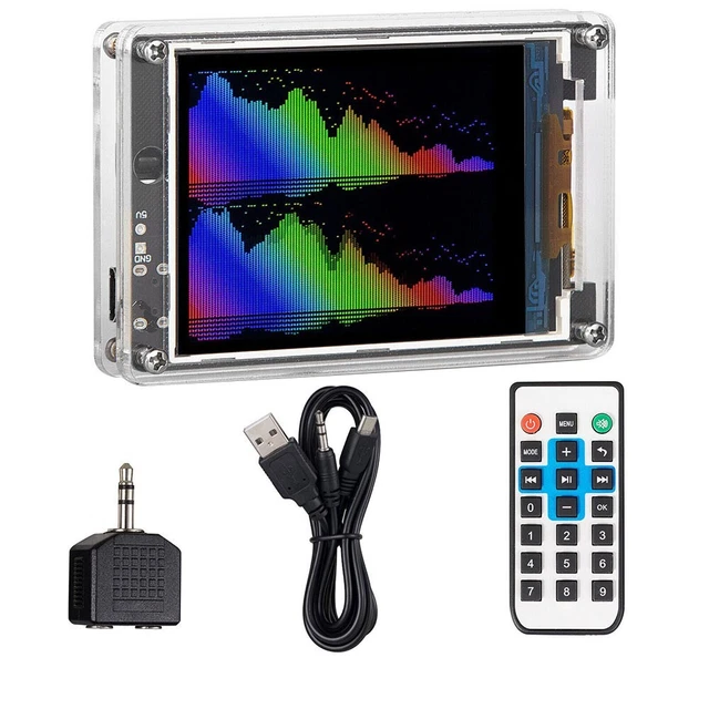 STEREO AUDIO DISPLAY Clock with Music Spectrum and Wireless Microphone ...