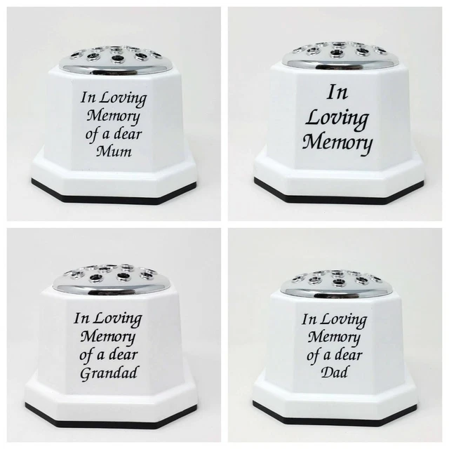 WHITE MEMORIAL GRAVE Flower Vase In Loving Memory Dad Mum or Grandad