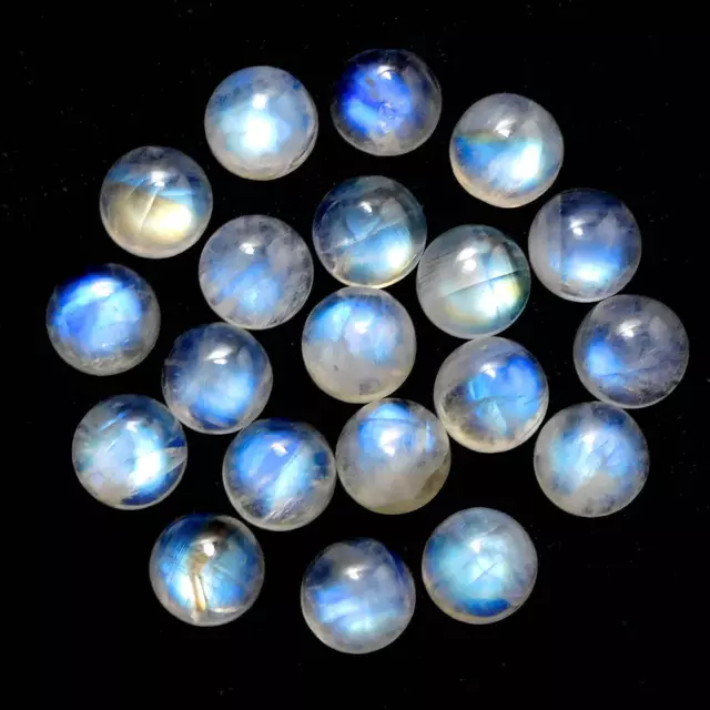 Natural Rainbow Moonstone 3mm To 15mm Round Cabochon loose Gemstone