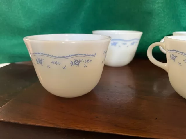 Pyrex MORNING BLUE FLOWER Coffee Tea Cup Mug & Corelle Saucer 12 oz Set Of 6