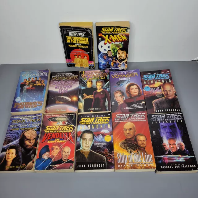 Vintage Star Trek Paperback Lot Of 12 Books Voyager, Next Gen, X-Men, Covenant