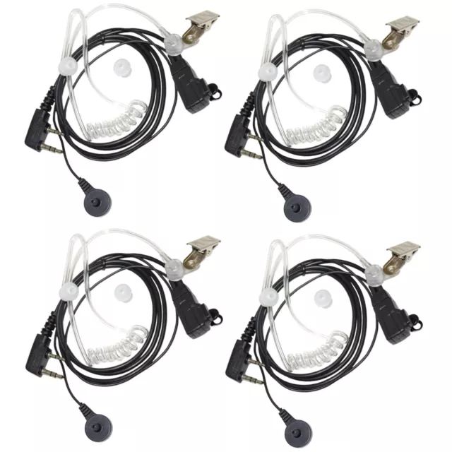 4x HQRP 2Pin Hands Free Acoustic Tube Earpiece PTT Mic for Kenwood Radio Devices