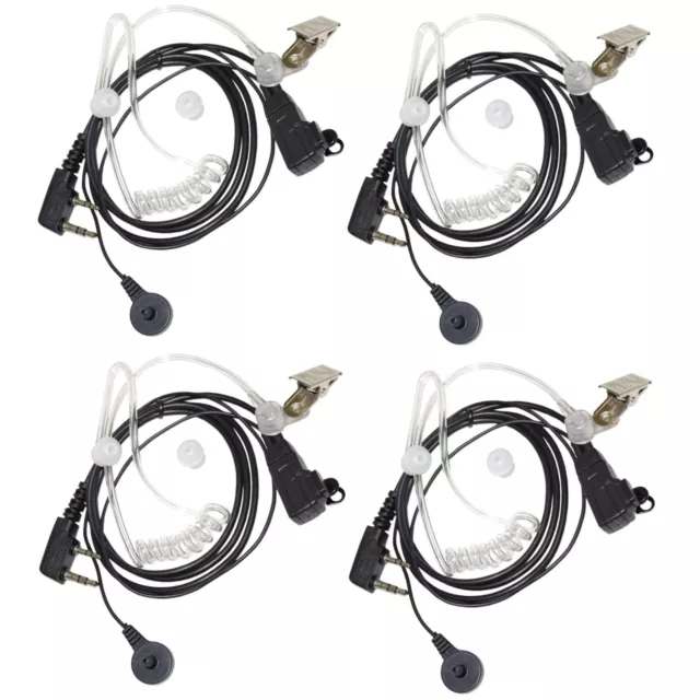 4x HQRP 2Pin Manos Libres Tubo Acústico Auricular Ptt Micro para Kenwood Devices