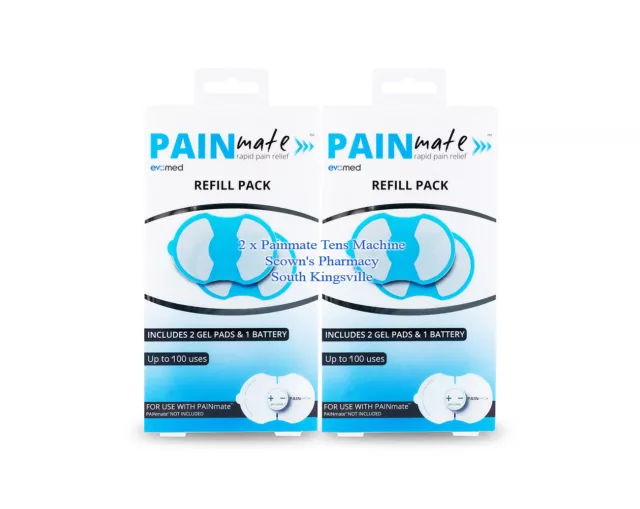 2 x Painmate Refill Packs = 6 x Sets Of Pain Mate Gel Pads Refill Pack + Battery