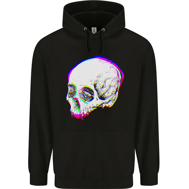 Glitch Skull Gothic Biker Heavy Metal Rock Childrens Kids Hoodie