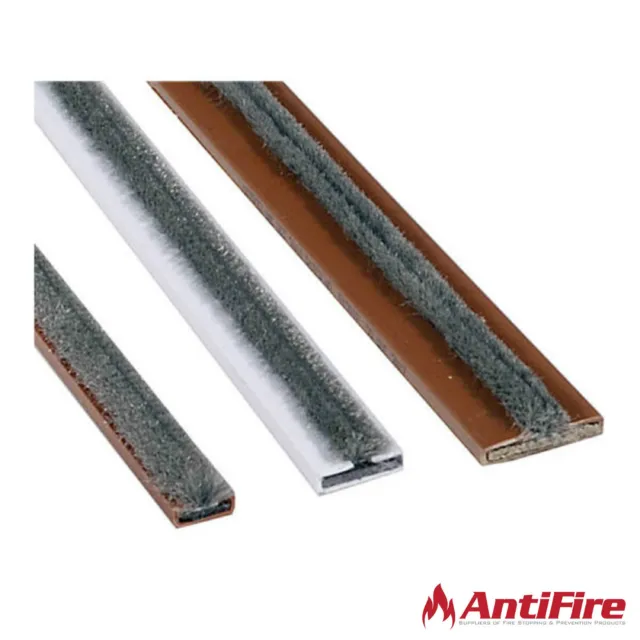 Intumescent Fire/Smoke Door Strip Seals - 2x 1.05m Lengths - White/Brown