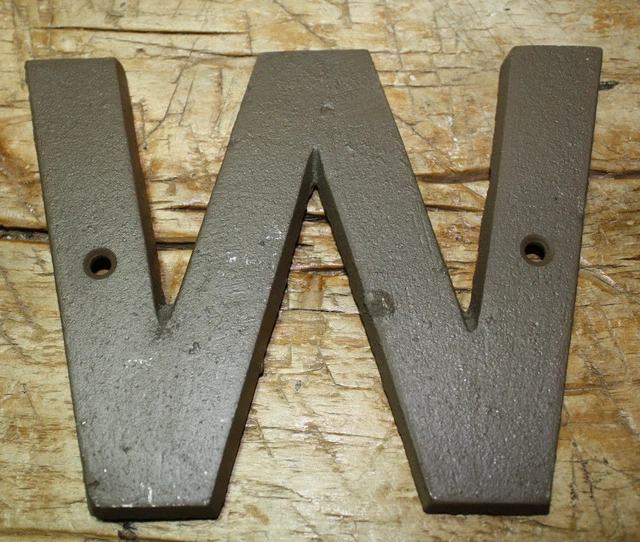 Cast Iron Industrial LETTER W Sign Rustic Brown 5" tall Alphabet