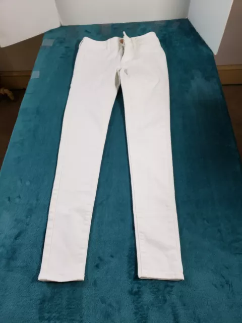 American Eagle Jeans Sz 2 Long Womens White Mid Rise Pants Stretch Jegging Denim