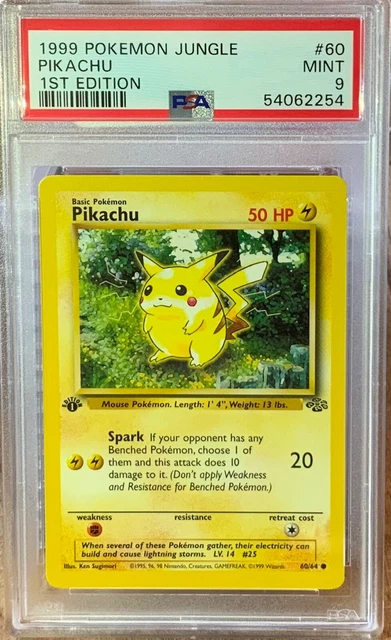 1999 Pokemon Jungle 1. Auflage - Nr. 60 Pikachu - bewertet PSA9 neuwertig