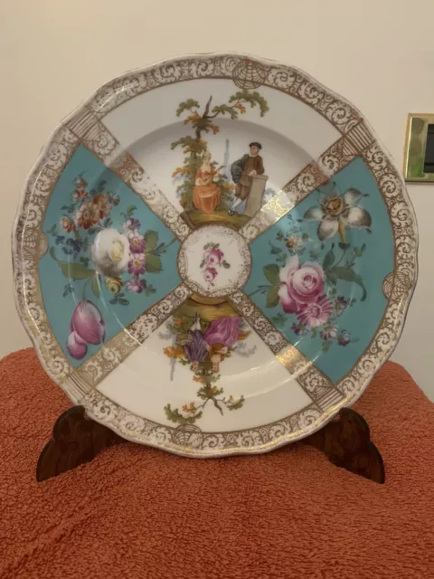 Piatto Meissen  Dipinto A Mano 800  Impero Porcellana Vaso No Sevres