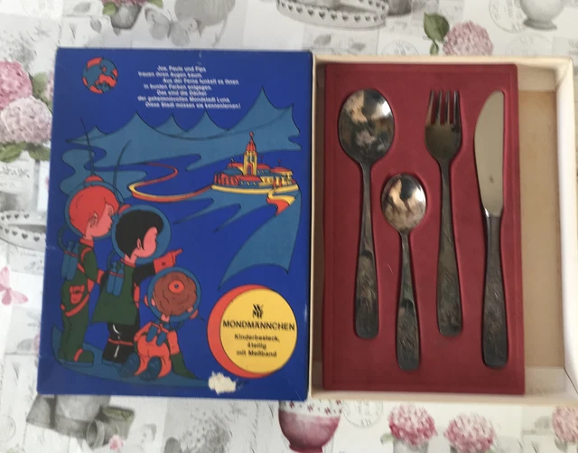WMF Mondmännchen Posate Bambino Cromargan 3 Parti A Atterraggio Sulla Luna 1969