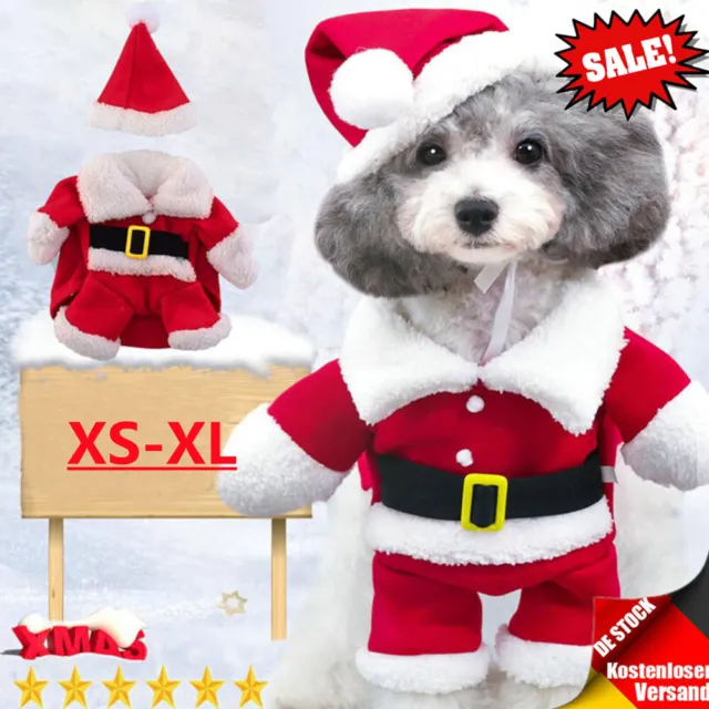 Haustier Hund Weihnachten Kapuzenpullover Hundejacke Kostüm Mantel Jacke Set DE