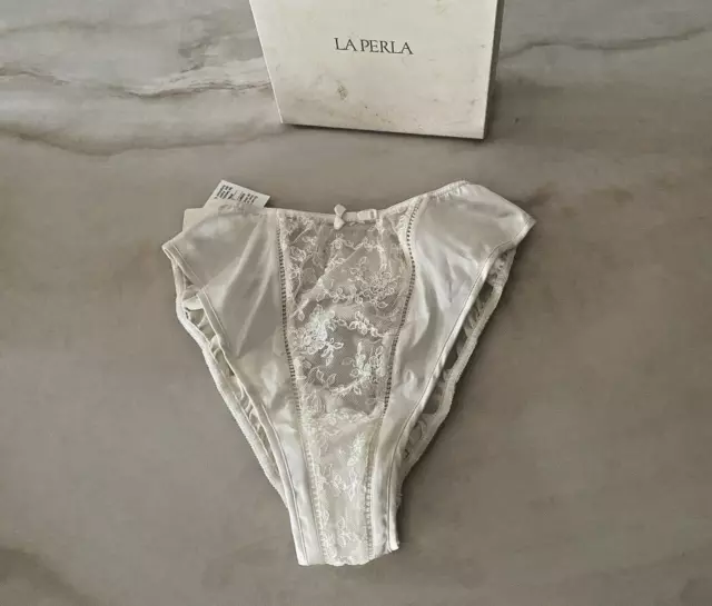 La Perla Vintage Super Culotte Taille Haute Tanga En Satin Et Dentelle Taille 2