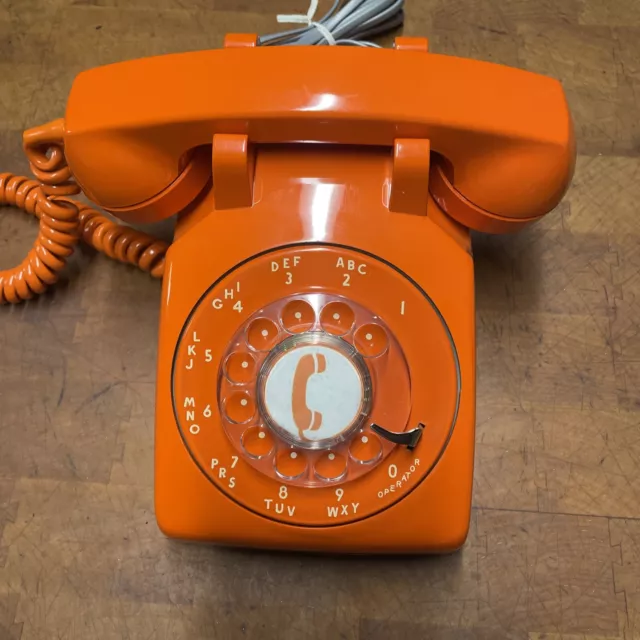 Vintage Orange Stromberg Carlson Rotary Desk Telephone Phone  Clean!!