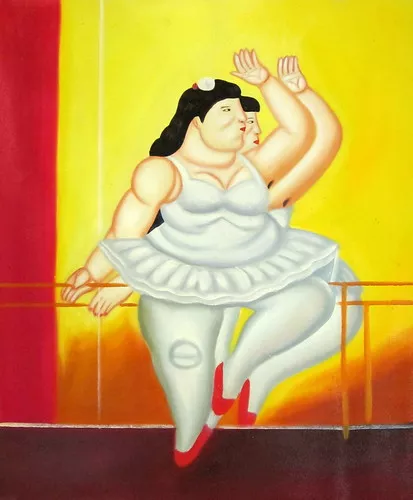 QUADRO AD OLIO stile Fernando Botero La ballerina su tela 50×60 cm  dipinto ad olio EUR 119,00 - PicClick IT