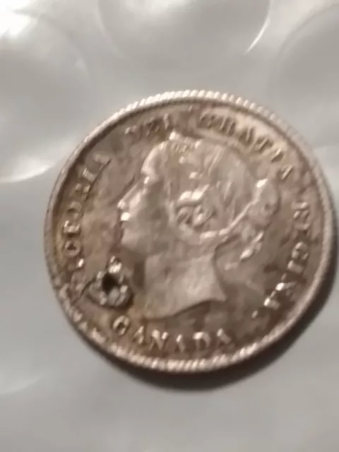 1871 Vintage Canada 5 Cent Silver Coin