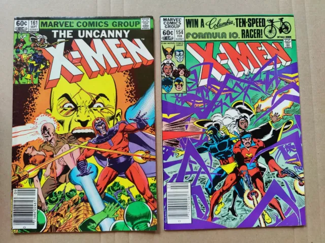 Uncanny X-Men 154 161 FN Midgrade Newsstand Lot Of 2 Origin Magneto Marvel 1982