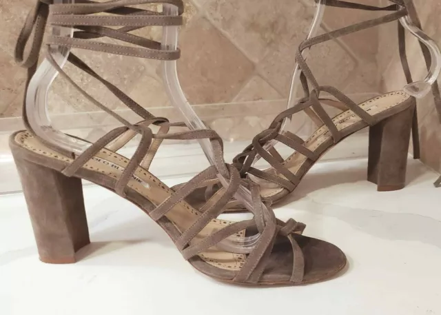 Manolo Blahnik Jena Lace-Up cage heels sandals size 38.5 us 8 $795