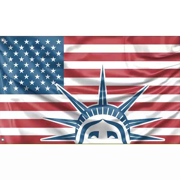 Statue of Liberty USA Flag, Unique Design, 3x5 Ft / 90x150 cm size, EU Made