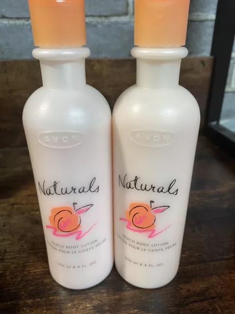 2 Avon Naturals PEACH body lotion 8.4 fl.oz. Vintage 2002. Sealed